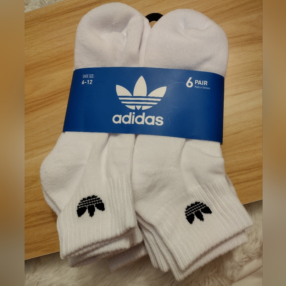 Adidas Men's White Socks - 6 Pack 🆕